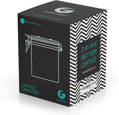 Coffee Canister Airtight, 16Oz Stainless Steel and 4Oz Borosilicate Glass Travel Kitchen Food Storage Container with Date Tracker, Scoop for Beans, Ground, Sugar, Tea, Cookies Jars